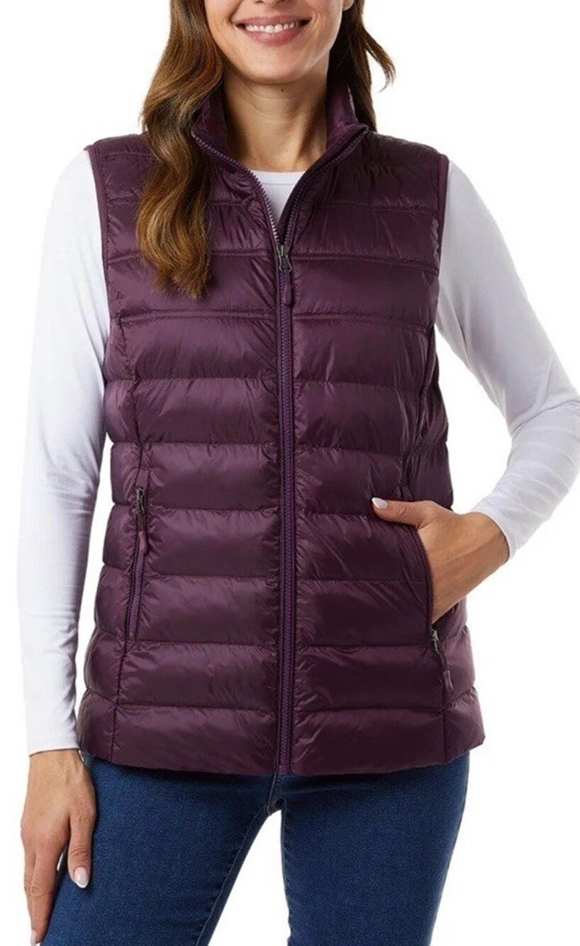 32 Degrees Heat Womens XL Lightweight Packable Puffer Vest Burgundy